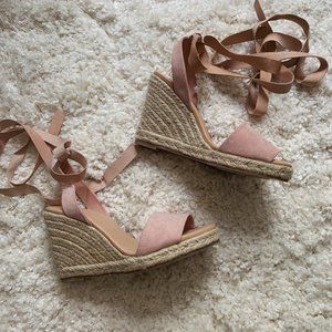 LOFT Pink Tie Espadrille Sandals